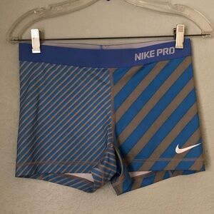 Nike Pro  Blue and Gray Training Shorts Women Medium